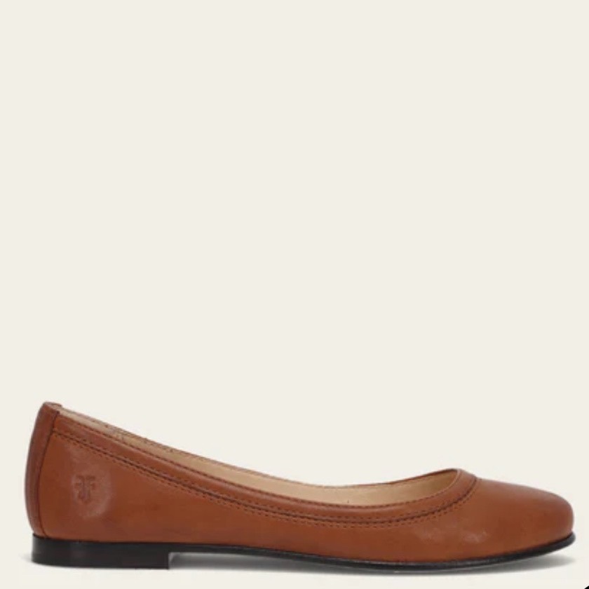 Frye Carson Cognac Brown Leather Slip On Ballet Flats Women's Size 8.5 $150